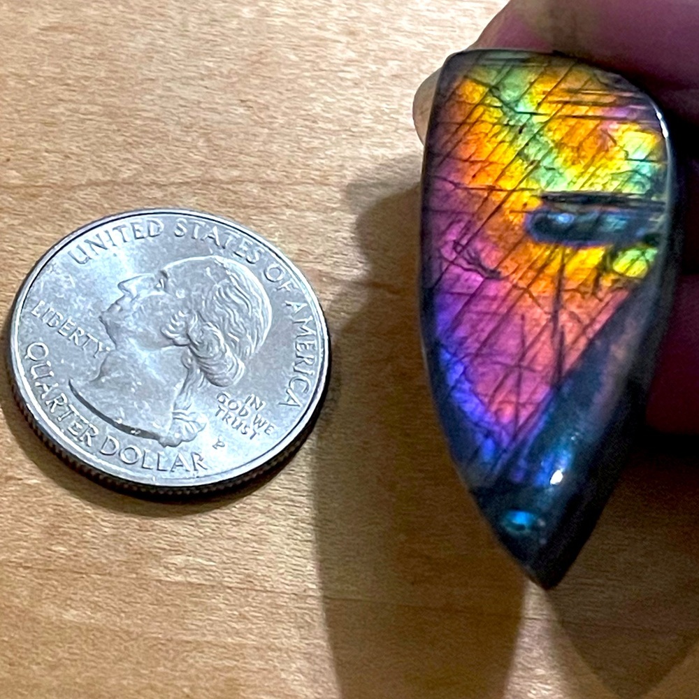Outstanding Flashy Hot Pink/Purple/Orange/Yellow Labradorite Pendant Necklace